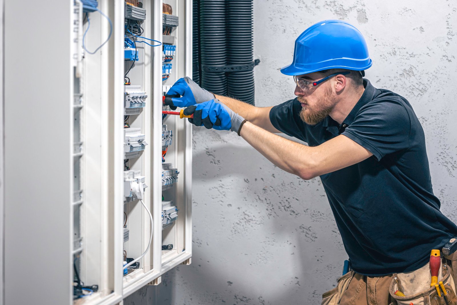 Electrical enclosure switchboard and earthing component work